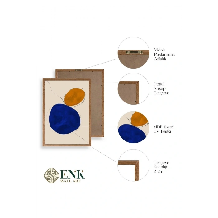 Soyut Ahşap Çerçeveli Tablo 50 x 70