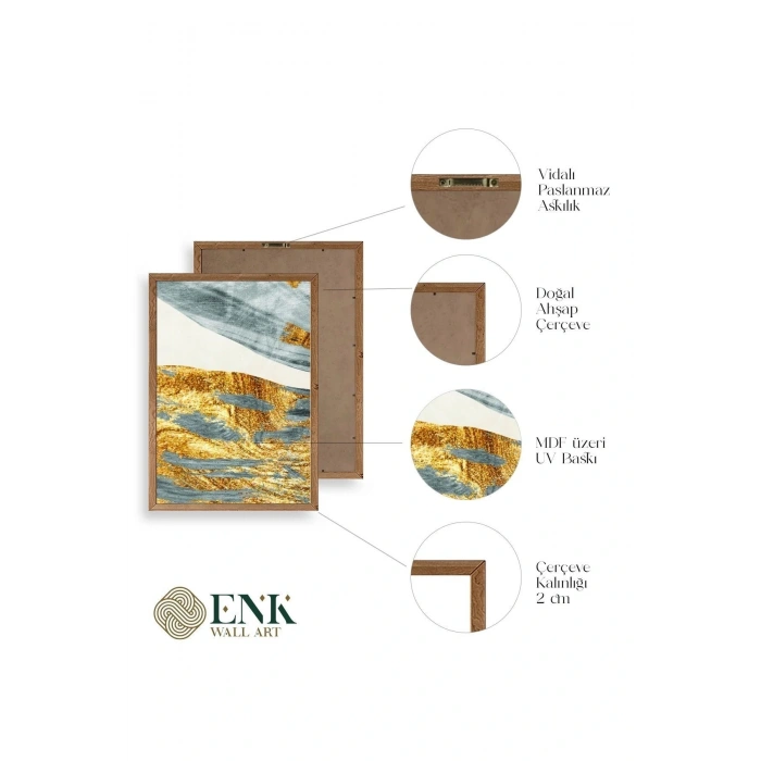 Soyut Ahşap Çerçeveli Tablo 50 x 70