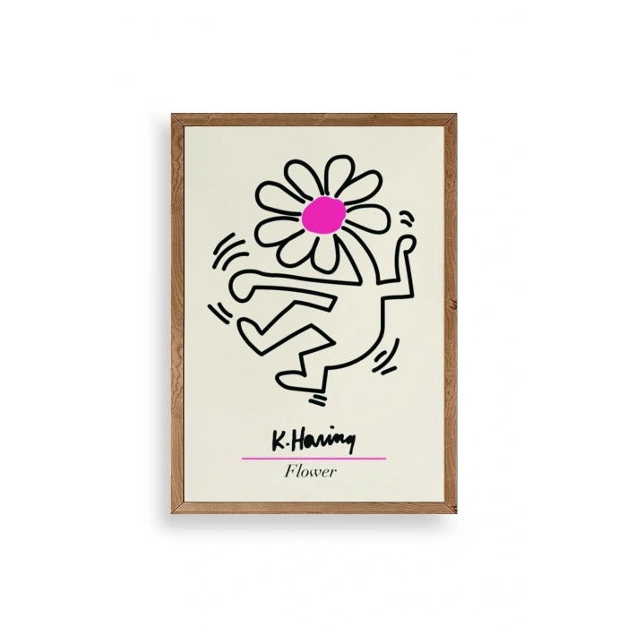 Soyut Çiçek Adam Ahşap Çerçeveli Tablo 23 x 23