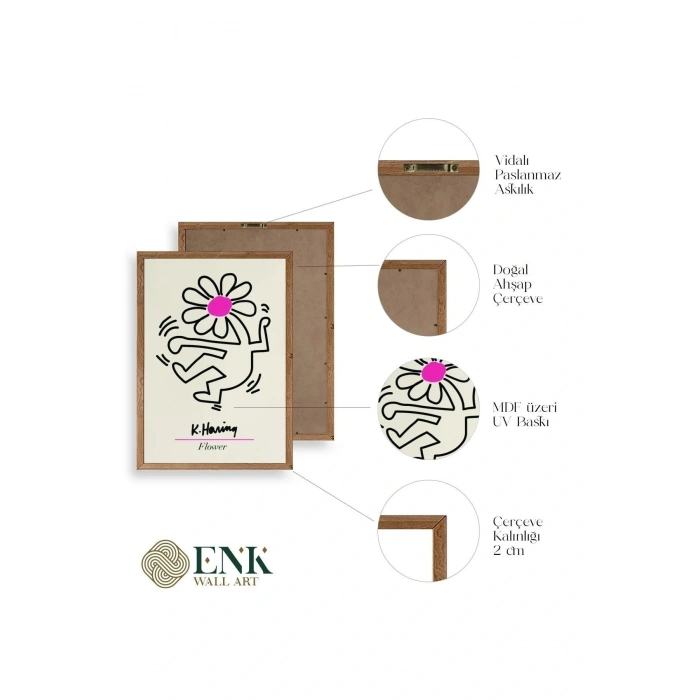 Soyut Çiçek Adam Ahşap Çerçeveli Tablo 23 x 30