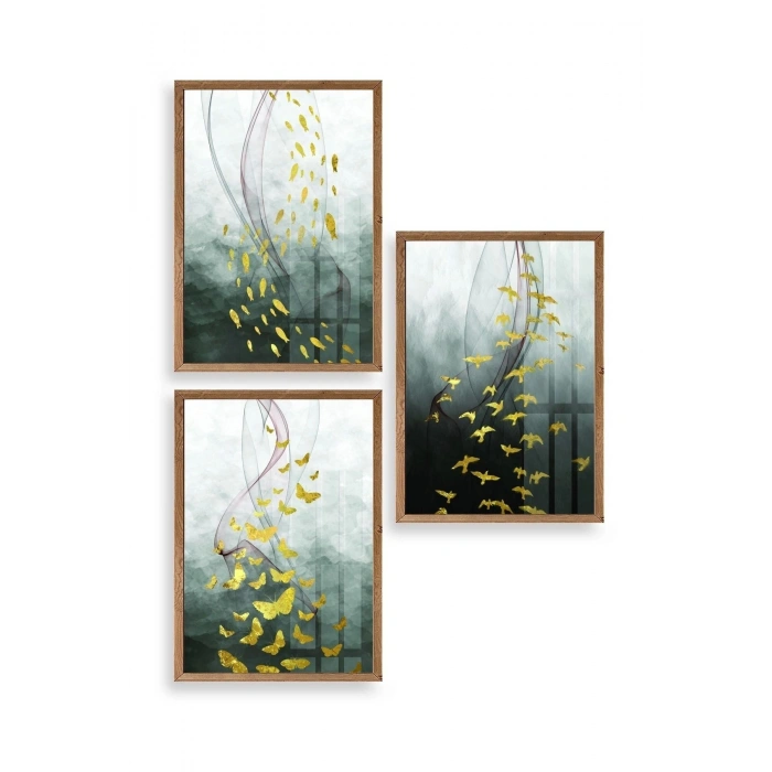 Soyut Hayvanlar Ahşap Çerçeveli Tablo 17 x 23