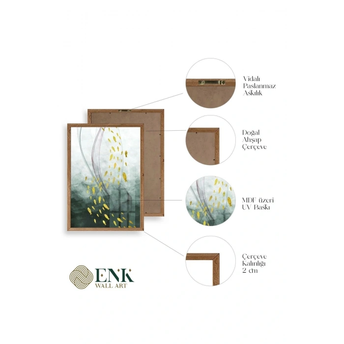 Soyut Hayvanlar Ahşap Çerçeveli Tablo 17 x 23