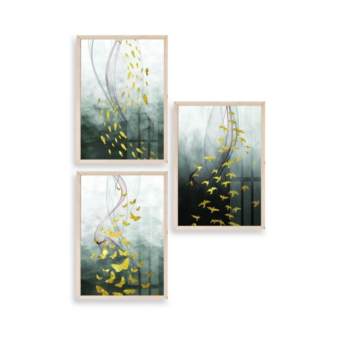 Soyut Hayvanlar Ahşap Çerçeveli Tablo 23 x 30