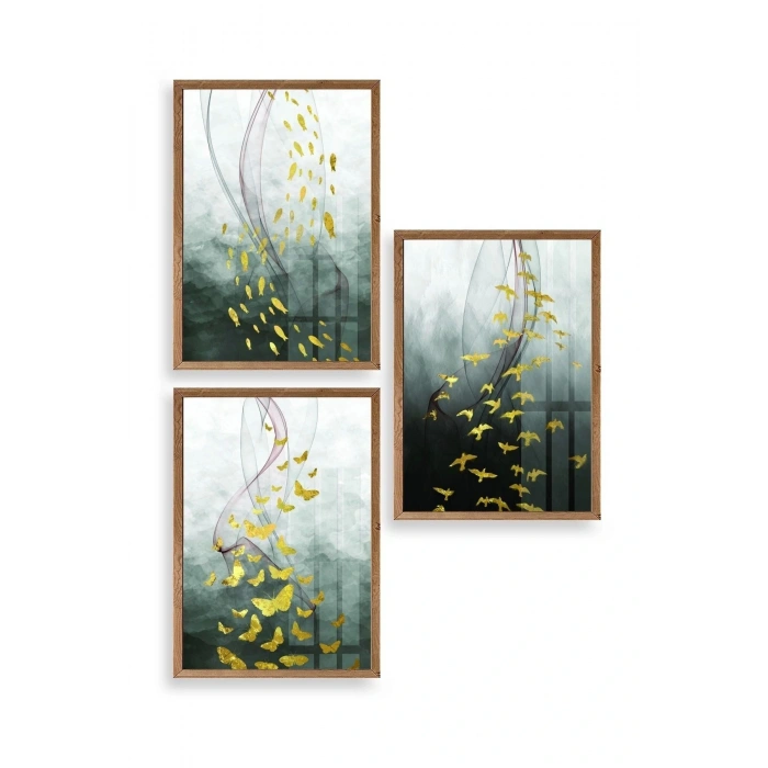 Soyut Hayvanlar Ahşap Çerçeveli Tablo 23 x 30