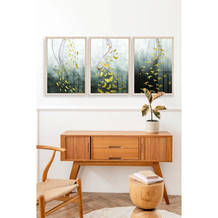 Soyut Hayvanlar Ahşap Çerçeveli Tablo 23 x 30