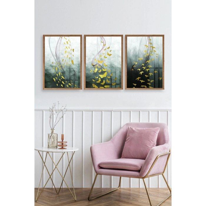 Soyut Hayvanlar Ahşap Çerçeveli Tablo 30 x 42