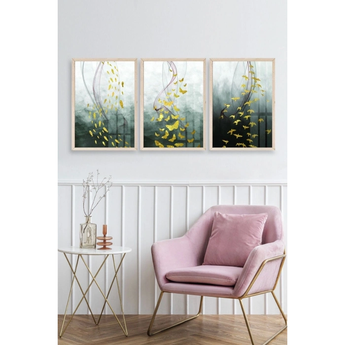 Soyut Hayvanlar Ahşap Çerçeveli Tablo 30 x 42