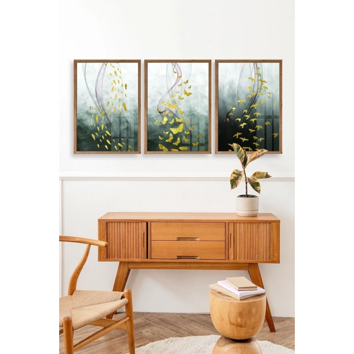 Soyut Hayvanlar Ahşap Çerçeveli Tablo 30 x 42