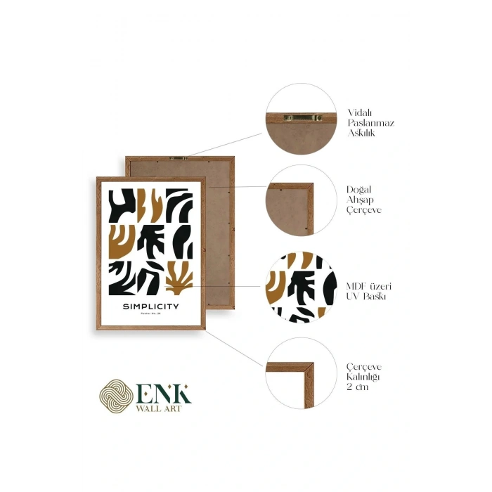 Soyut Poster Ahşap Çerçeveli Tablo 50 x 70