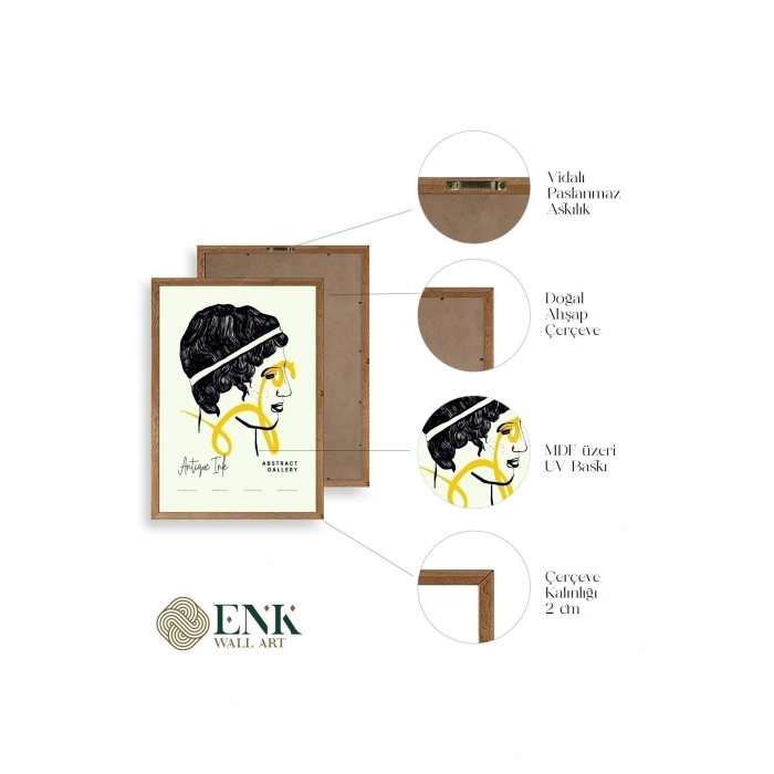 Soyut Üçlü Ahşap Çerçeveli Tablo 23 x 30