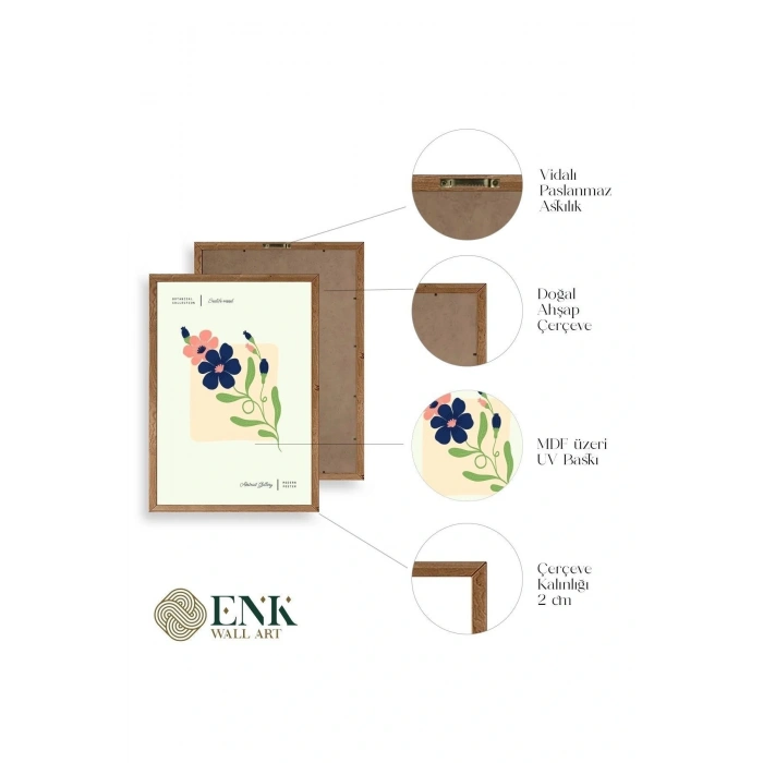 Soyut Üçlü Ahşap Çerçeveli Tablo 23 x 30