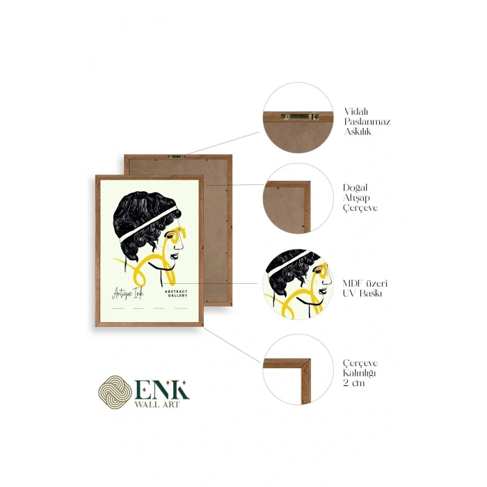 Soyut Üçlü Ahşap Çerçeveli Tablo 30 x 40