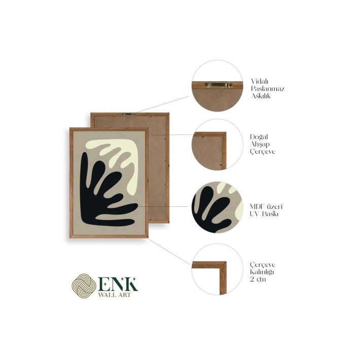 Soyut Üçlü Ahşap Çerçeveli Tablo 30 x 40