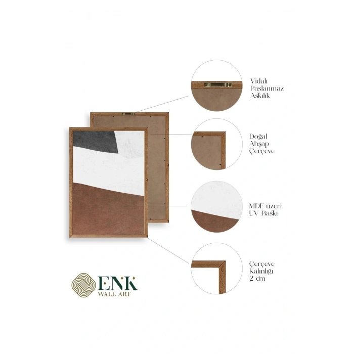 Soyut Üçlü Ahşap Çerçeveli Tablo 40 x 60