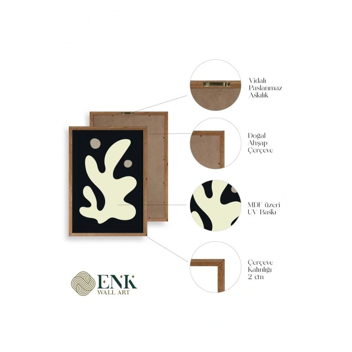 Soyut Üçlü Ahşap Çerçeveli Tablo 50 x 70