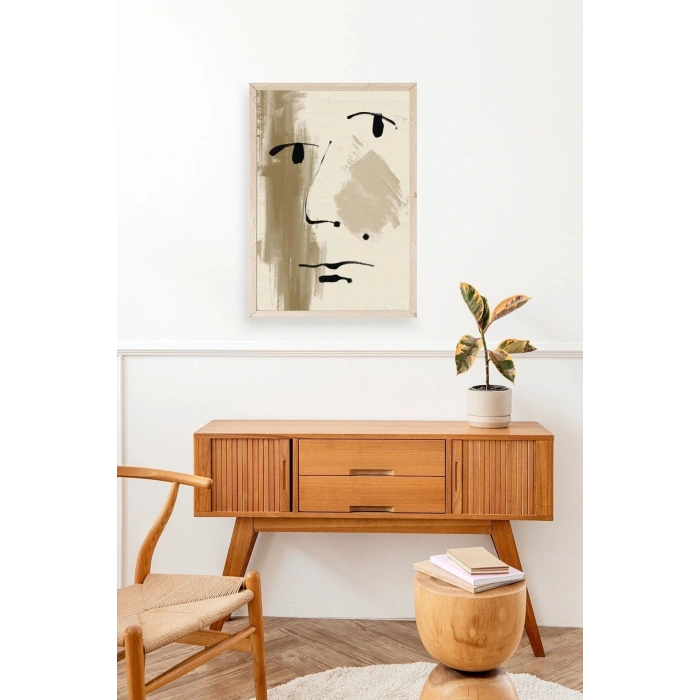 Soyut Yüz Ahşap Çerçeveli Tablo 17 x 23