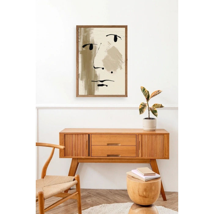 Soyut Yüz Ahşap Çerçeveli Tablo 30 x 42
