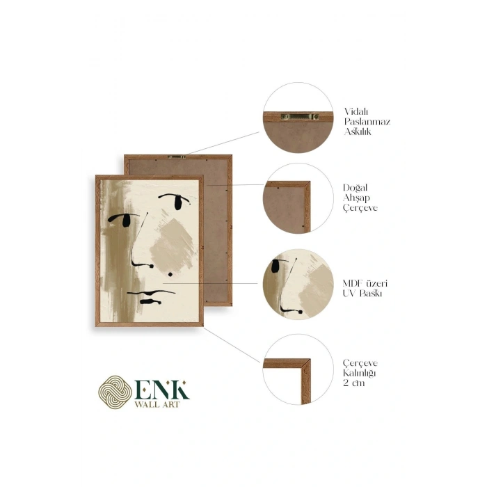 Soyut Yüz Ahşap Çerçeveli Tablo 50 x 70