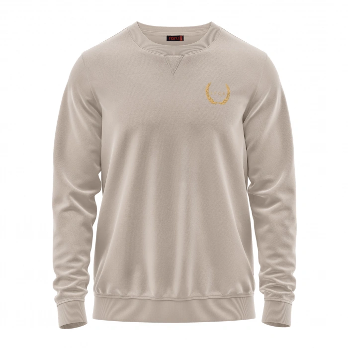 SPQR Pamuklu Bisiklet Yaka Basic Sweatshirt SATURN GRİ