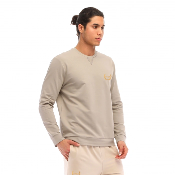 SPQR Pamuklu Bisiklet Yaka Basic Sweatshirt SATURN GRİ