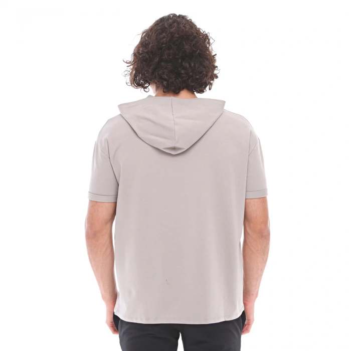 SPQR Cotton Hooded Short Sleeve Sweatshirt NEPTUNE GRAY