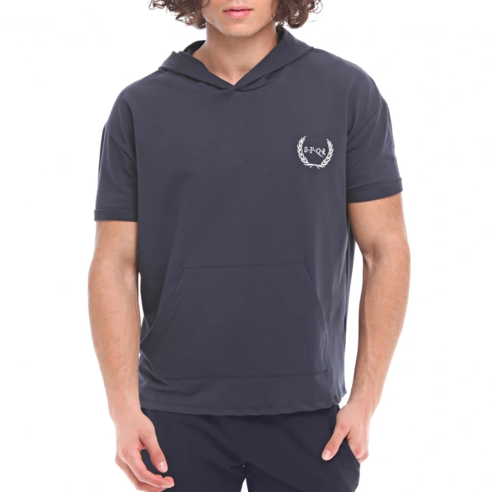 SPQR Cotton Short Sleeve Sweatshirt NEPTUNE NAVY