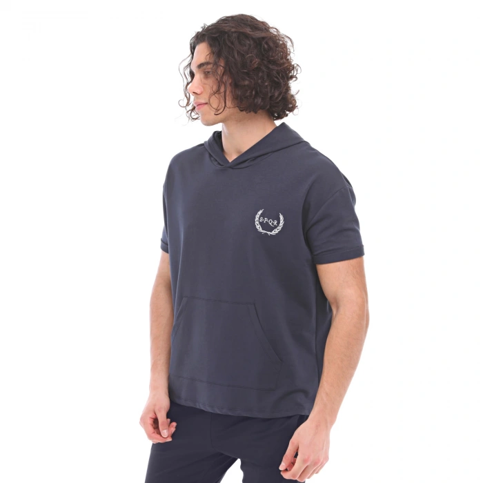 SPQR Cotton Short Sleeve Sweatshirt NEPTUNE NAVY