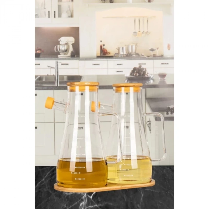 Стеклянный набор из 2 шт. с подставкой для масла