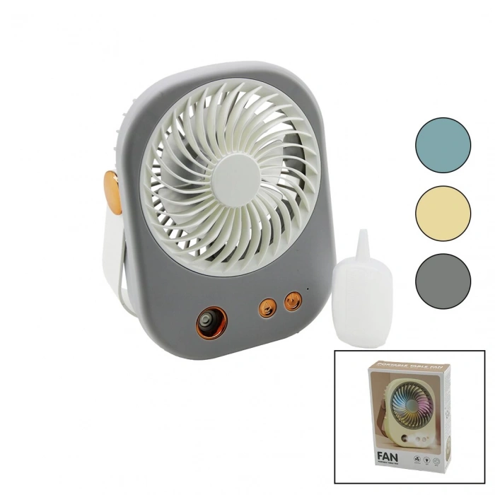 SU SPREYLİ USB MİNİ FAN 15.5X12CM MASA ÜSTÜ USB ŞARJLI 2İN1 KULP=TAŞIMA - DURUŞ 3 KADEME HIZ BJJ-566 (5365)