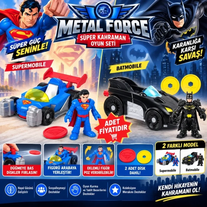 Super Friends Araç Seti 1 Adet Eğlenceli Oyun