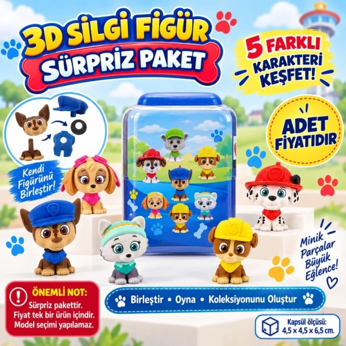Sürpriz Paket 3d Silgi Figürler 10lu Set