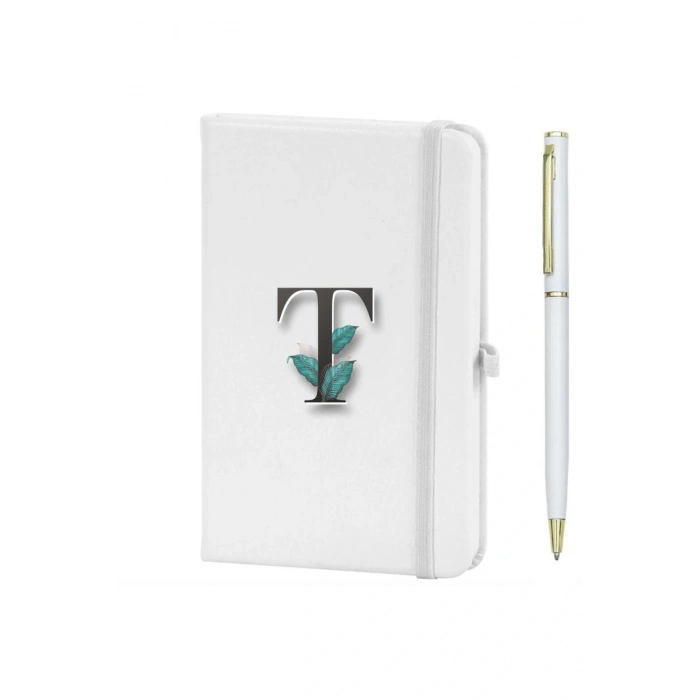 T Harfi Çiçek Baskılı Defter