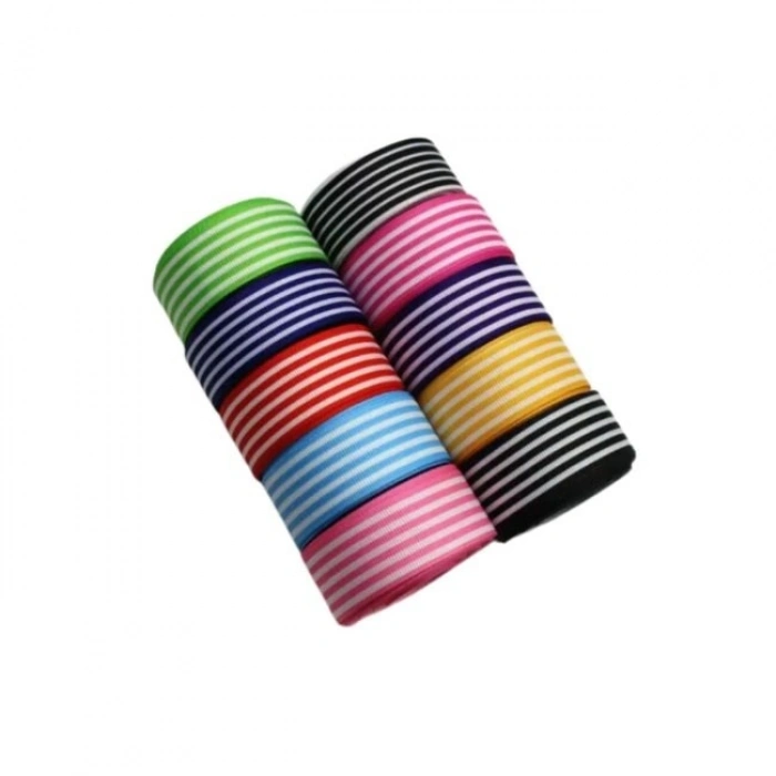 Tafta Çizgi Desen Kurdele 25 Mm Mavi 1 Metre