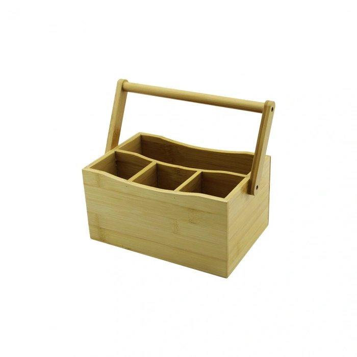 TAŞIMA KULPLU - 3+1 BÖLMELİ   TEZGAH ÜSTÜ  BAMBU - AHŞAP KAŞIKLIK (5365)