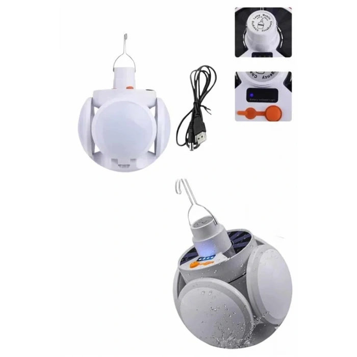 Taşınabilir 5 Kanatlı Solar Lamba Usb Şarjlı Bahçe