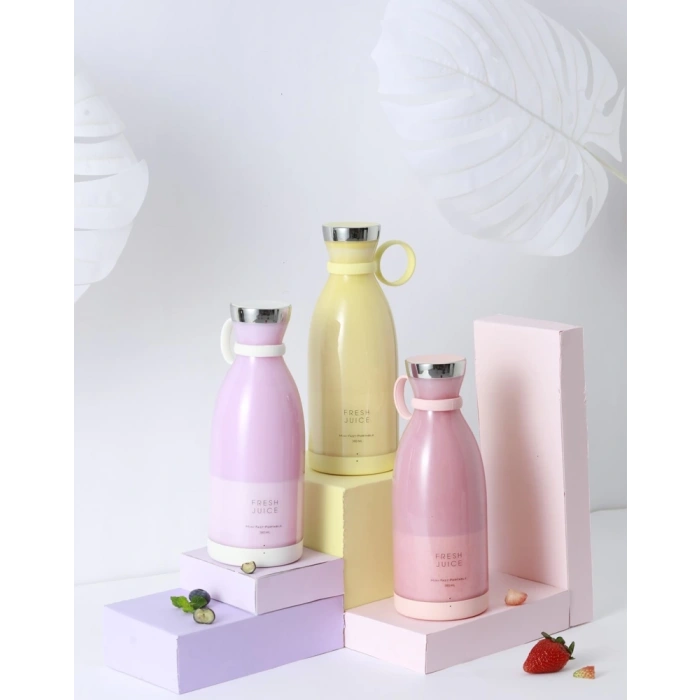 Taşınabilir Blender, Taşınabilir Mini Hızlı Blender 350ml Meyve Sıkacağı Kupası, Kablosuz Şarjlı, Smoothie Milkshake Suyu Bebek Maması için 4 Bıçaklı (5365)