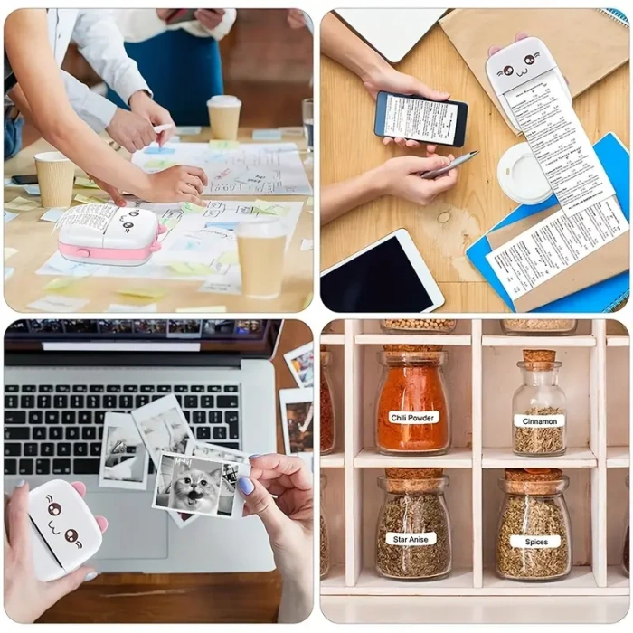 Taşınabilir Yazıcı, Mini Cep Kablosuz Termal Yazıcı Android iOS Akıllı Telefonlar için Uygun, BT Mürekkepsiz Baskı, Etiketler, Fişler, Fotoğraflar, Notlar, Öğrenme (5365)