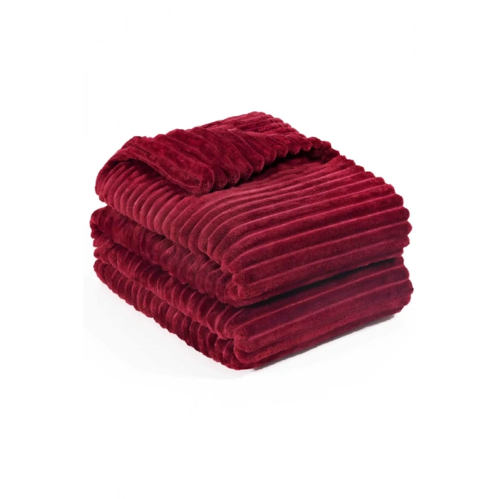 Single Striped TV Blanket 130x180 Cm Bordeaux