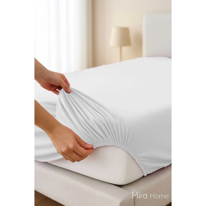 Tek Kişilik Düz Penye %100 Pamuklu Lastikli Çarşaf 100X200 Cm Newsheet Beyaz