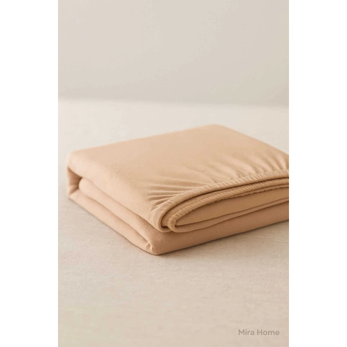 Tek Kişilik Düz Penye %100 Pamuklu Lastikli Çarşaf 100X200 Cm Newsheet Kahverengi