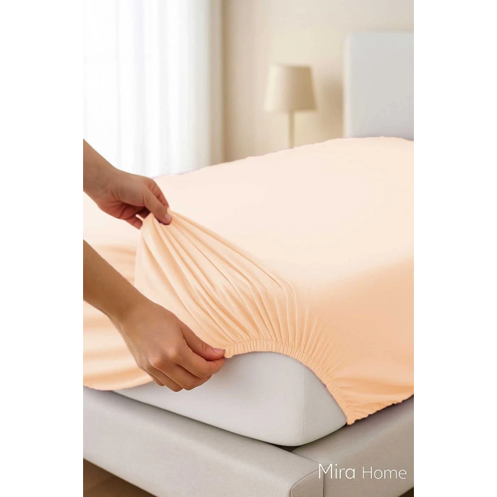 Tek Kişilik Düz Penye %100 Pamuklu Lastikli Çarşaf 100X200 Cm Newsheet Somon