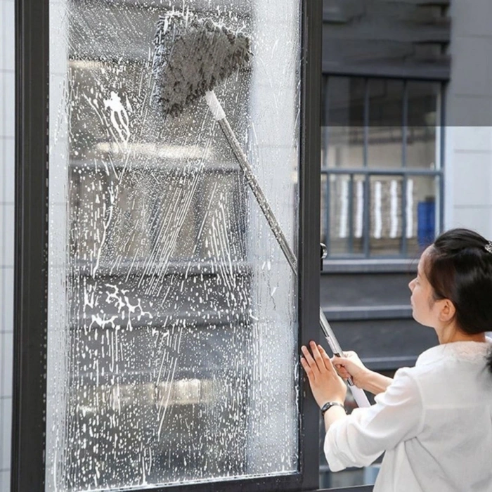 Teleskopik Saplı 150 cm Üçgen Mop Cam Duvar Tavan Fayans Parke Temizleyici Mop (5365)