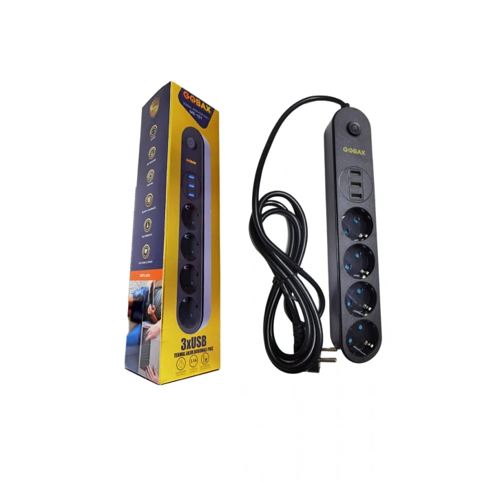 Termal Akım Korumalı Grup Priz Ve 3’lü Usb Şarj Aleti (5365)