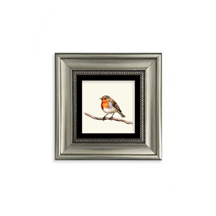 Tombul Kuş Çerçeveli Taş Tablo 20 cm