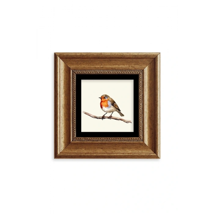 Tombul Kuş Çerçeveli Taş Tablo 20 cm