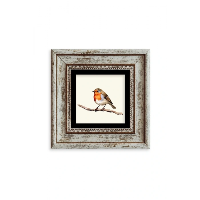 Tombul Kuş Çerçeveli Taş Tablo 20 cm