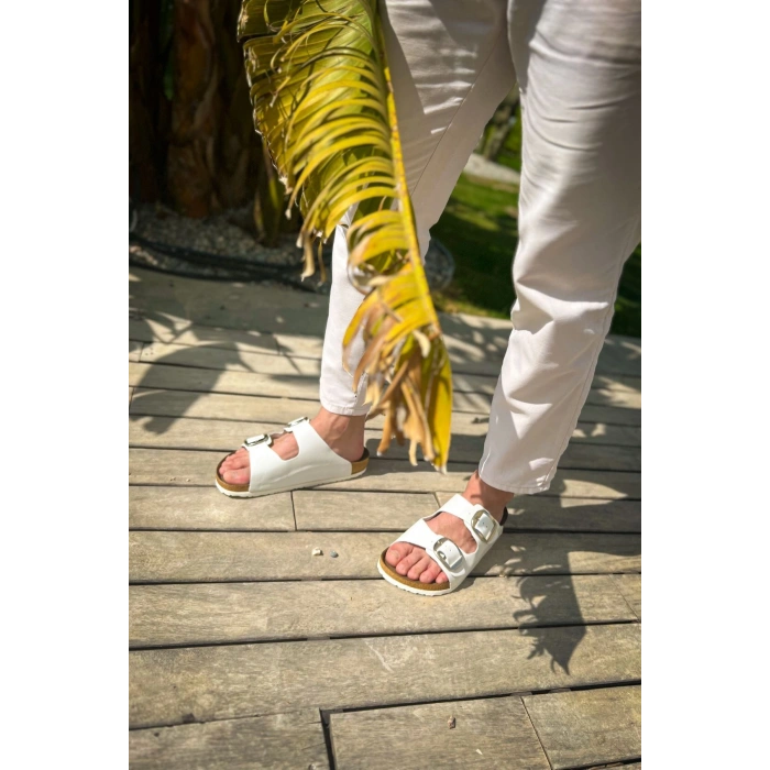 TRL001 - Chekich Deri Terlik BEYAZ