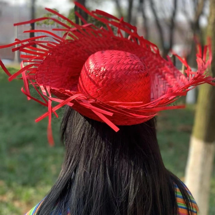 Tropical Party Red Straw Hawaii Hat