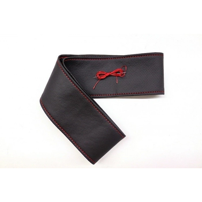 Tüm Araçlara Uyumlu Vinil Direksiyon Kılıfı, Dikmeli Kırmızı Dikişli