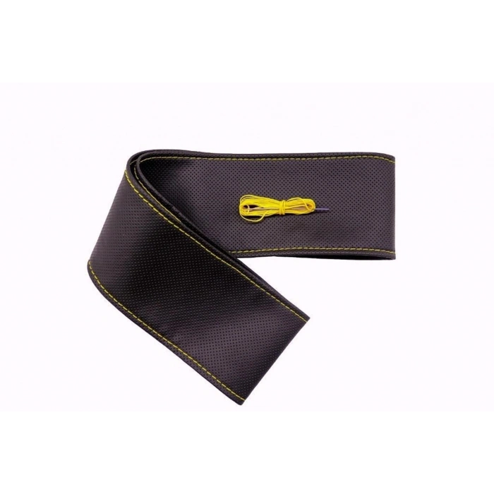 Tüm Araçlara Uyumlu Vinil Direksiyon Kılıfı, Dikmeli Sarı Dikişli